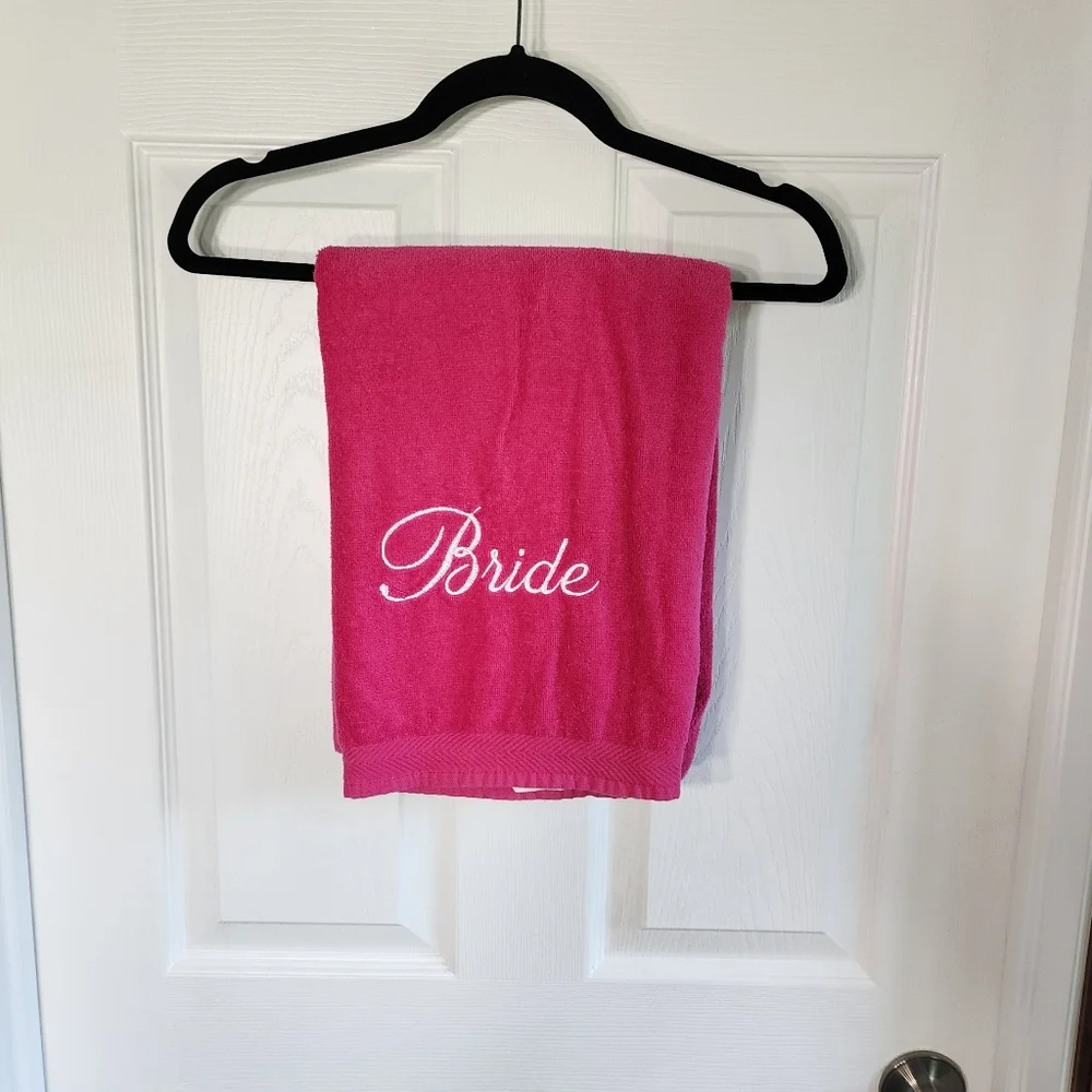 Bride and Groom beach towels set of two honeymoon beach towels Pink and Blue